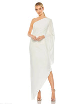 One Shoulder Asymmetrical Hem Flowy Dress