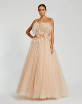 Pink Strapless Feather Bustier Ballgown