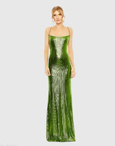 Metallic Corset Back Column Gown