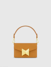 Brown Mini Leather Shoulder Handbag With Gold Hardware - FINAL SALE