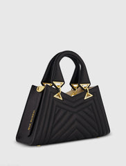 Black Quilted Napa Leather Angular Handbag