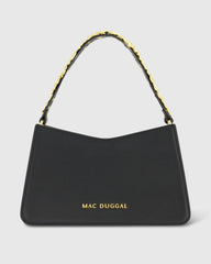 Gold Floral Small Black Nappa Leather Shoulder Bag