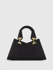 Black Quilted Napa Leather Angular Handbag